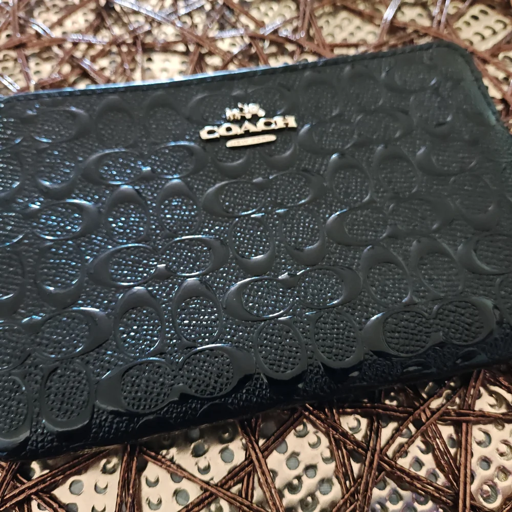 Coach Black Wristlet with Gold Details - Picture 3 of 8